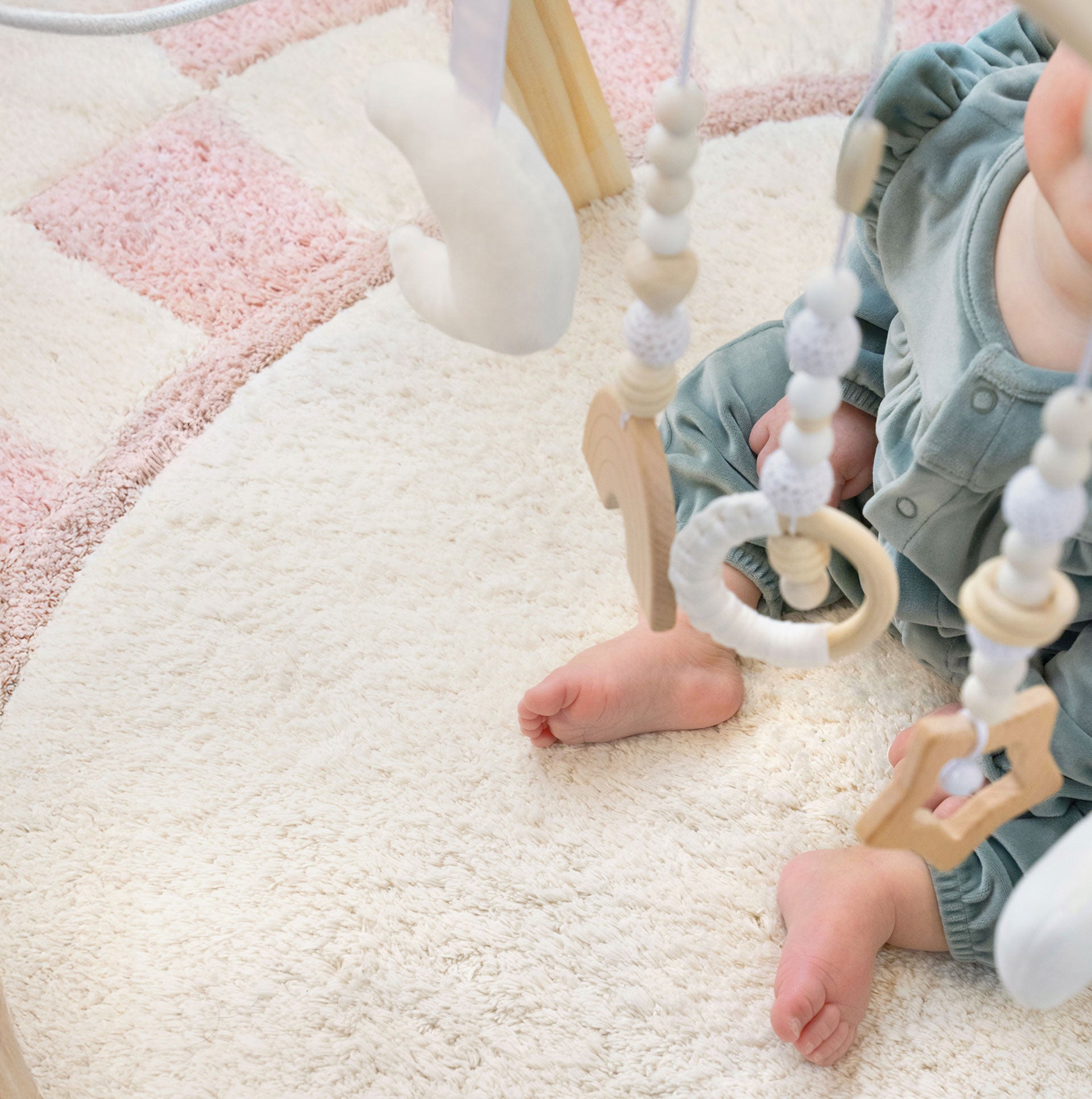 Soft cotton area rug in neutral tones, perfect for modern home decor