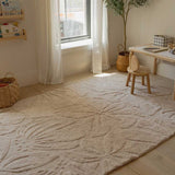 Floral Field Washable Wool Area Rug in Blush