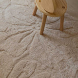 Floral Field Washable Wool Area Rug in Blush
