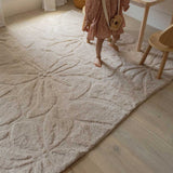 Floral Field Washable Wool Area Rug in Blush