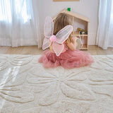 Floral Field Washable Wool Area Rug in Cream