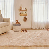 Floral Field Washable Wool Area Rug in Pink