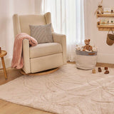 Floral Field Washable Wool Area Rug in Pink