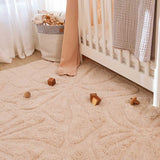 Floral Field Washable Wool Area Rug in Pink