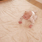 Floral Field Washable Wool Area Rug in Pink