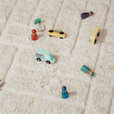 Washable cotton nursery rug with a soft pathways pattern in soothing neutral tones, ideal for calm and cozy spaces.