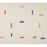 Full view of a wool children's rug with a structured brick design, crafted from soft, washable material.