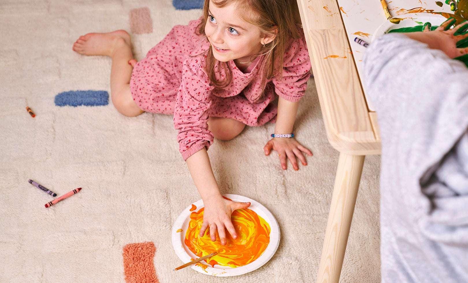 Thumbnail of Brick 4 wool rug featuring earthy red and tan tones, washable and perfect for kids’ spaces.