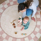 Checker 1 nursery rug with a classic black-and-white pattern, made from non-toxic and organic washable materials.