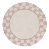 Small image of an organic, washable children's nursery rug with a neutral checker pattern.