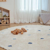Dotted Washable Organic Cotton Rug in Blue