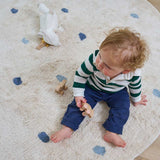 Dotted Washable Organic Cotton Rug in Blue