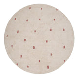 Small image of a rust-toned washable children’s rug with playful dotted patterns, made from non-toxic materials.