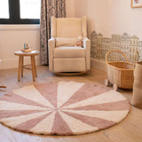 Pink Pinwheel 5 Washable Wool Children's Rug