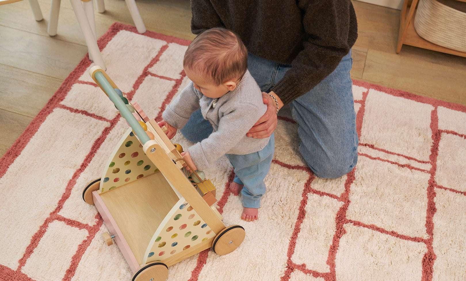Windowpane Cotton Rug – Organic & Washable – Sage & Wild